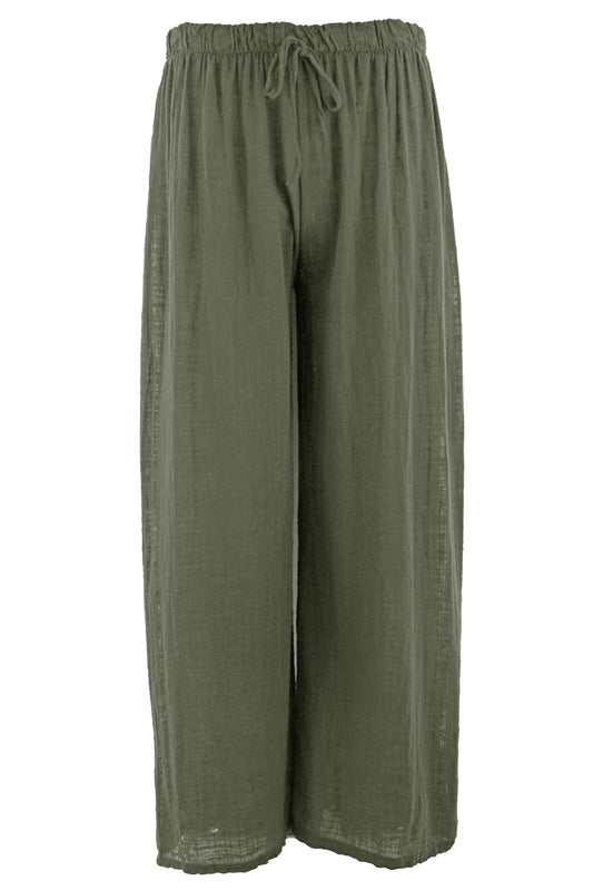 Wide Leg Lightweight Cotton Trouser