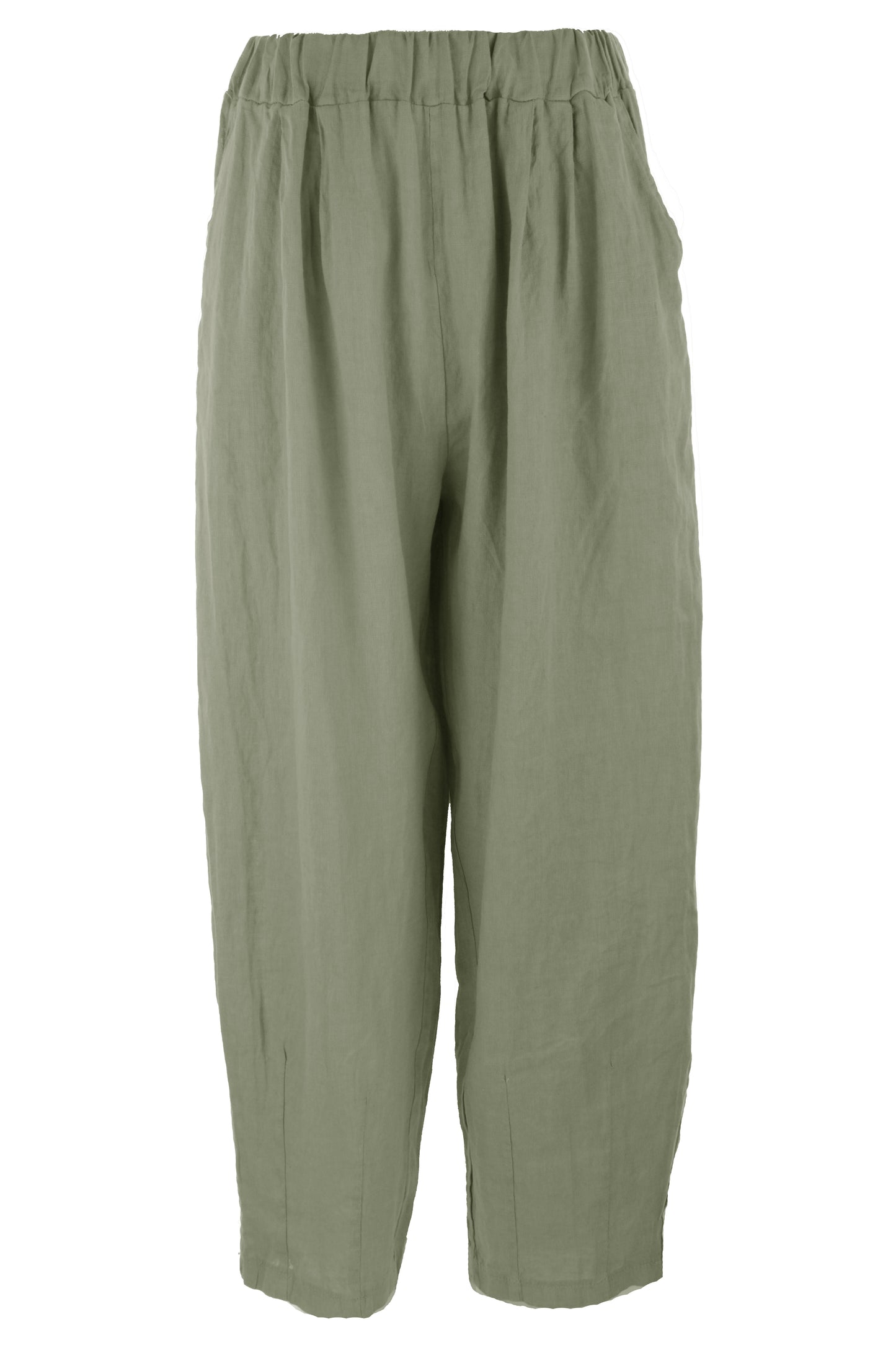 Pintuck Tapered Leg Linen Trouser