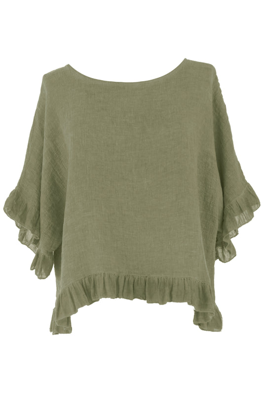 Frill Hem Hopsack Top