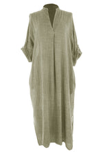 Load image into Gallery viewer, V Neck 2 Pocket Cotton Midi
