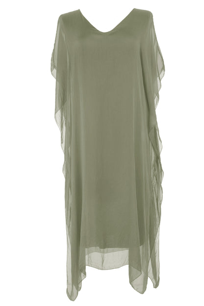 Batwing Silk Kaftan Midi