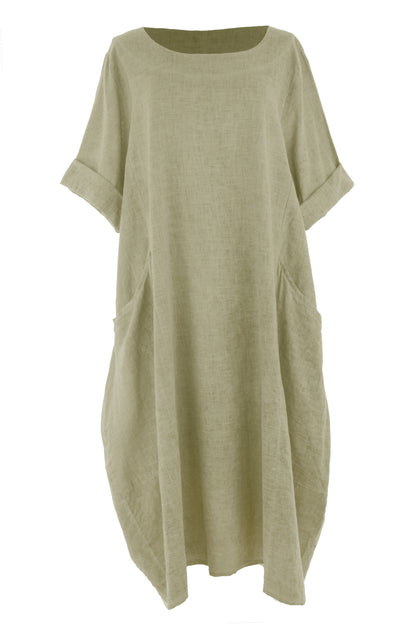 2 Pocket Washed Linen Dress