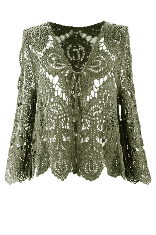 Tie Front Crochet Cardigan