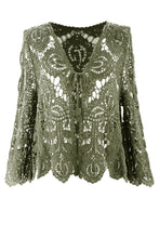 Load image into Gallery viewer, Tie Front Crochet Cardigan

