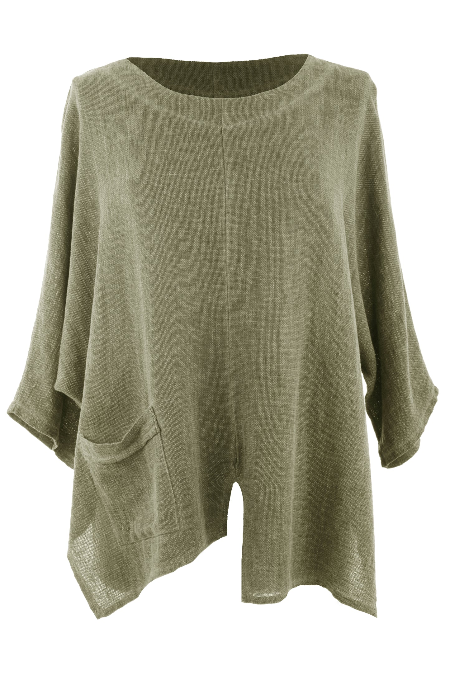 V Cutout Hem Linen Teabag Top