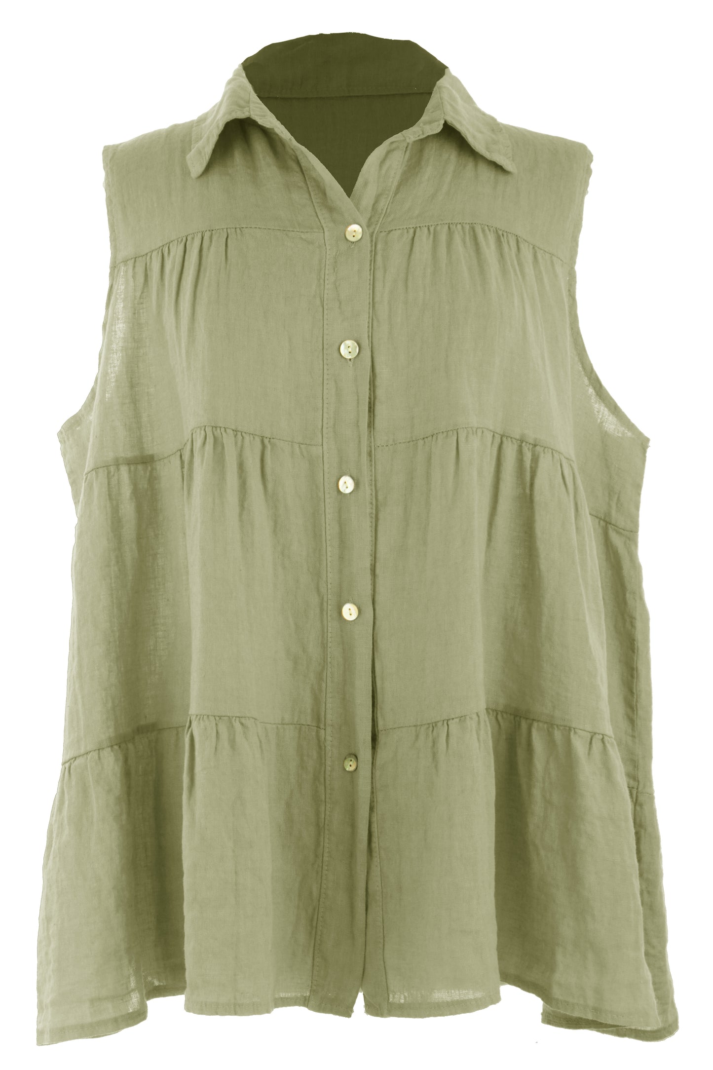 Sleeveless Tiered Linen Top