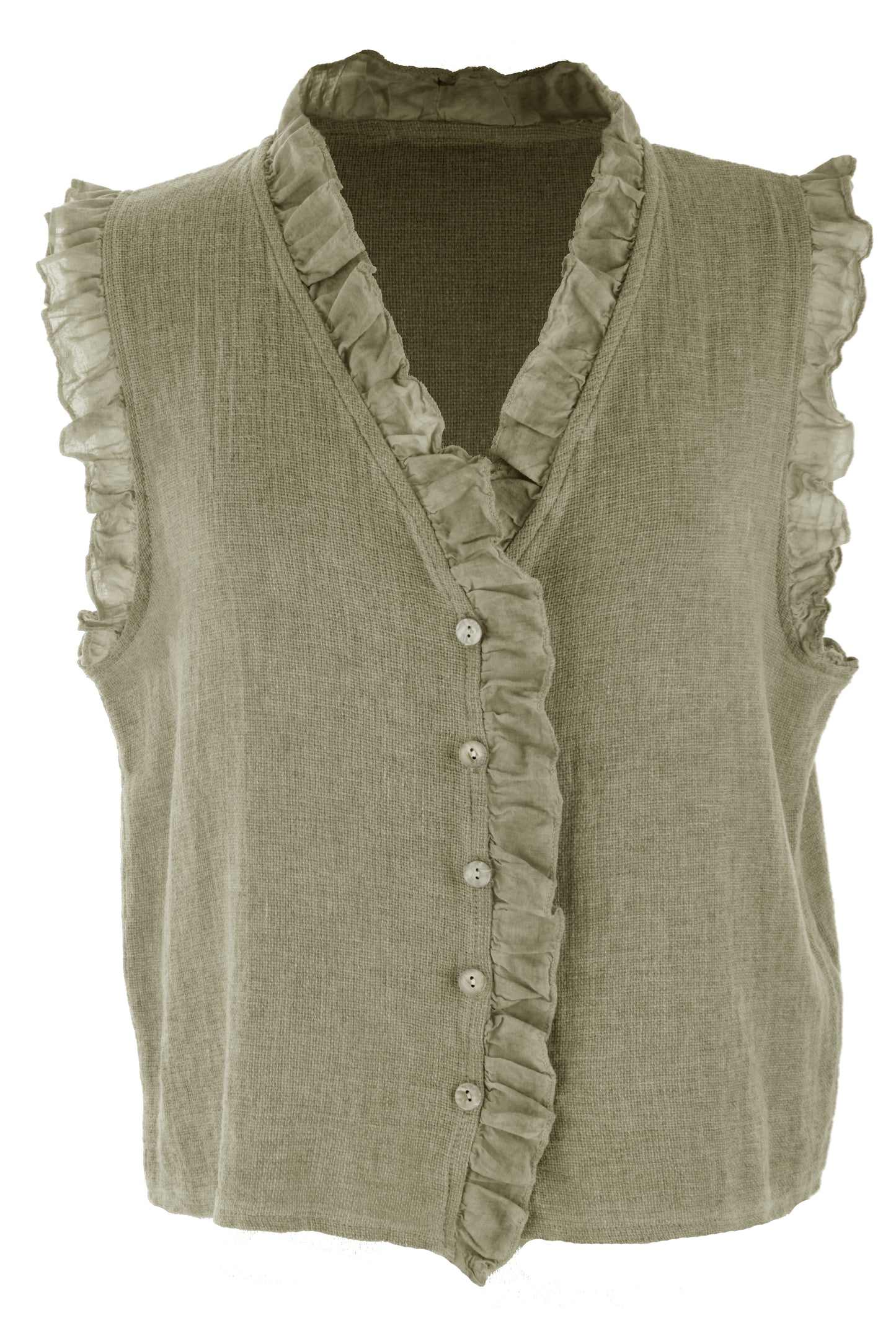 Sleeveless Frill Trim Teabag Top