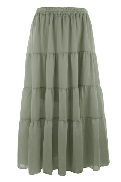 Tiered Silk Skirt