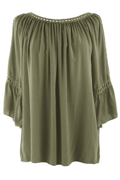 Crochet Trim Cut-out Shoulder Top