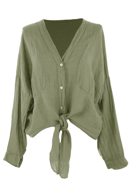 Tie Front Linen Shirt