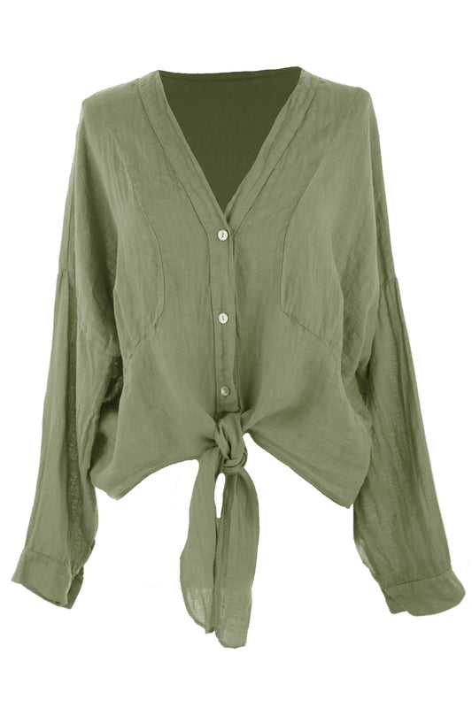 Tie Front Linen Shirt