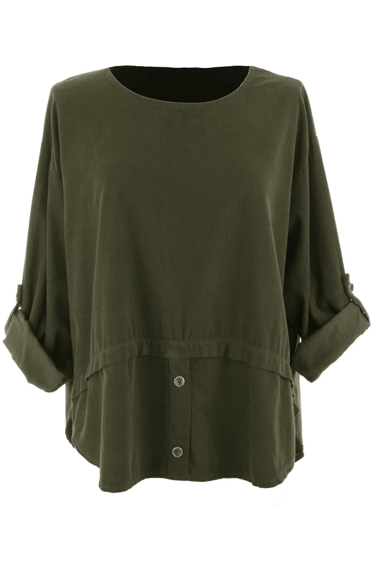 Button Detail Layer Corduroy Top