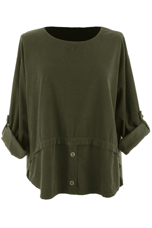 Button Detail Layer Corduroy Top