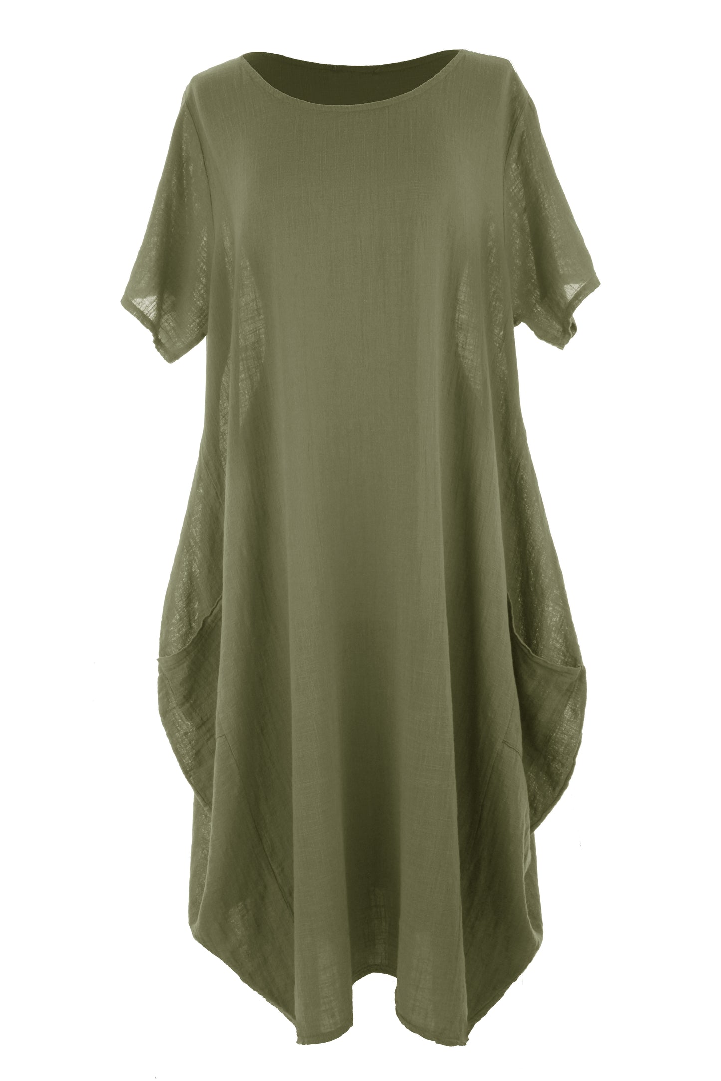 2 Pocket Cotton Tulip Midi Dress