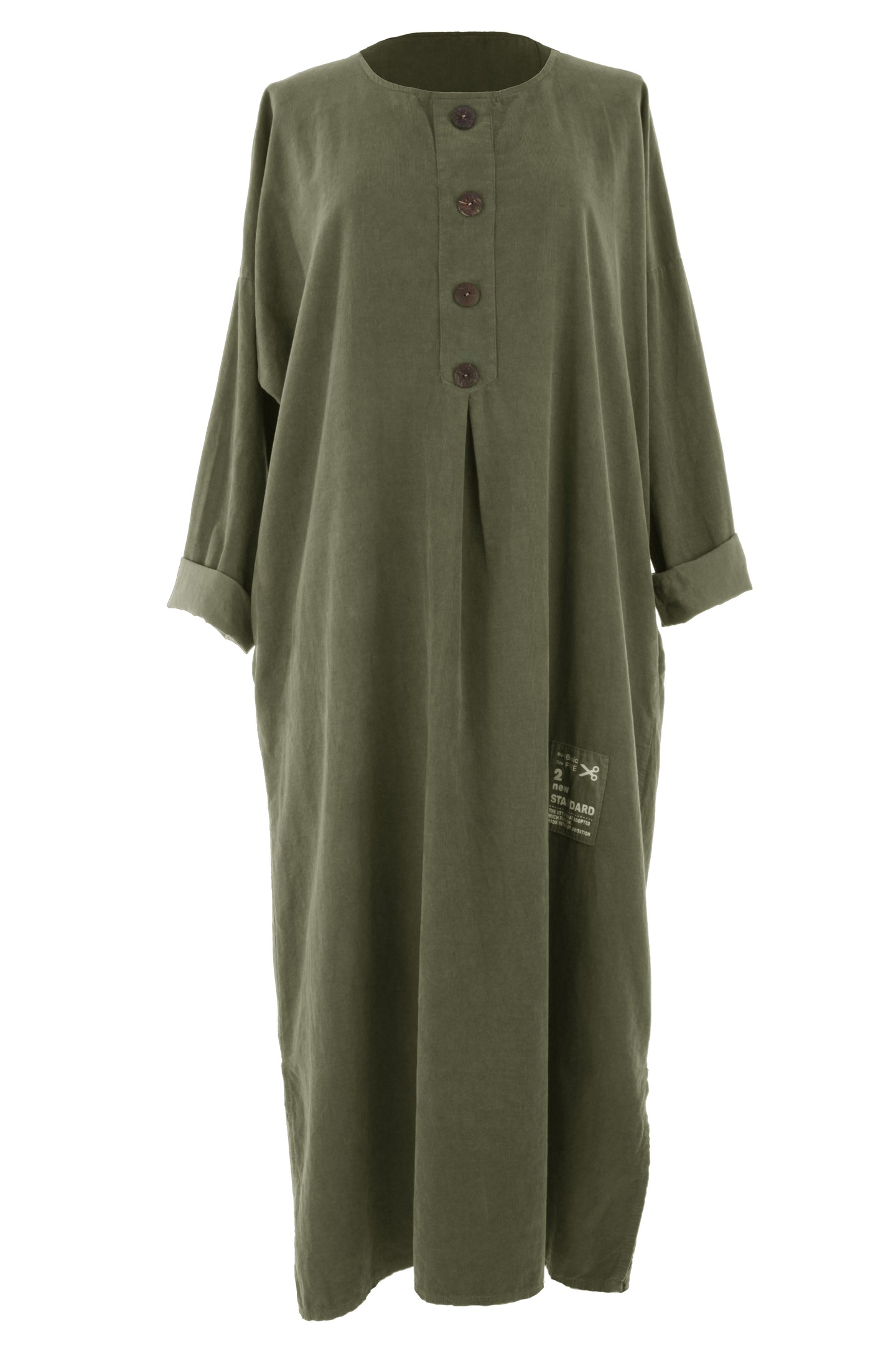 Button Detail Corduroy Midi