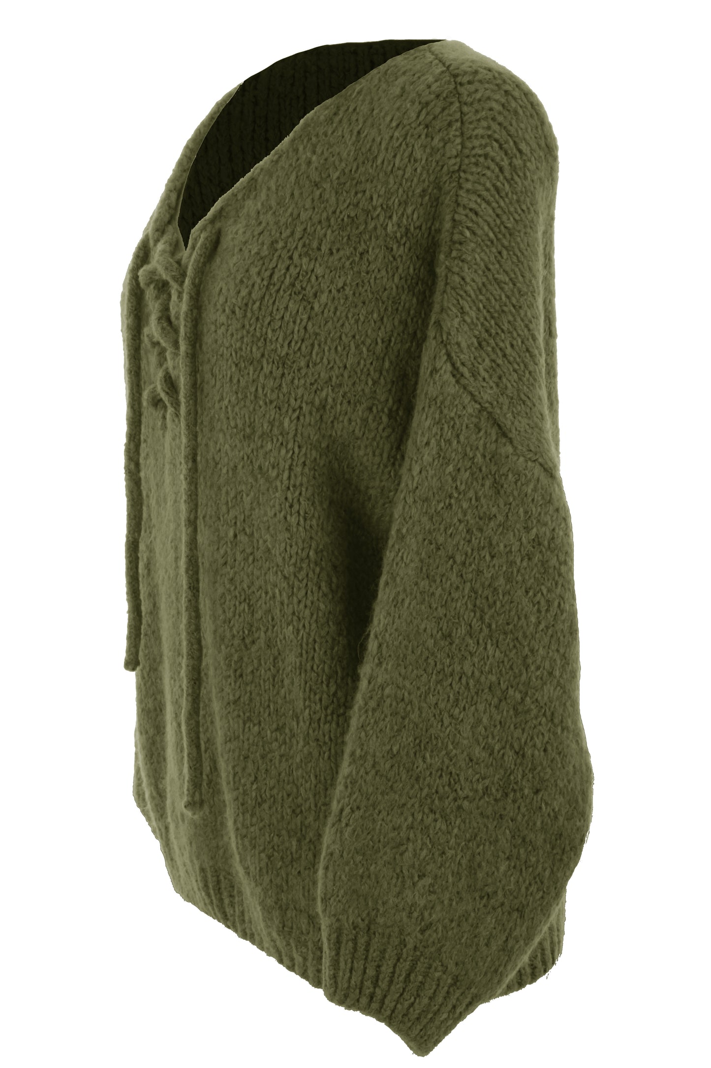 Lace Up Neck Wool Knit Jumper