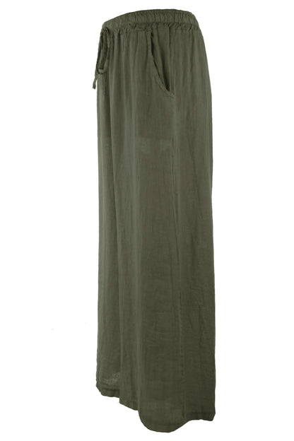 2 Pocket Wide Leg Linen Trouser