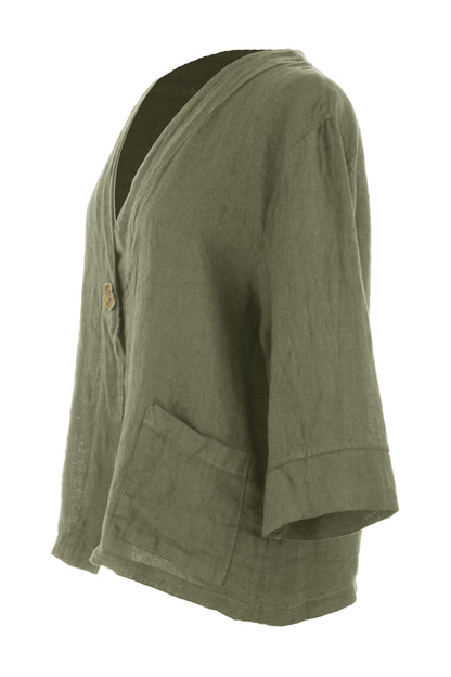 One Button Linen Jacket