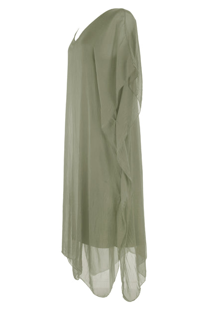 Batwing Silk Kaftan Midi