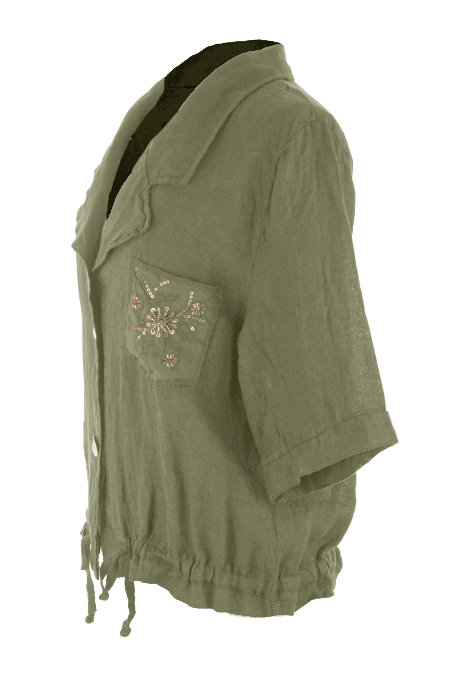 Beaded Pocket Linen Shirt