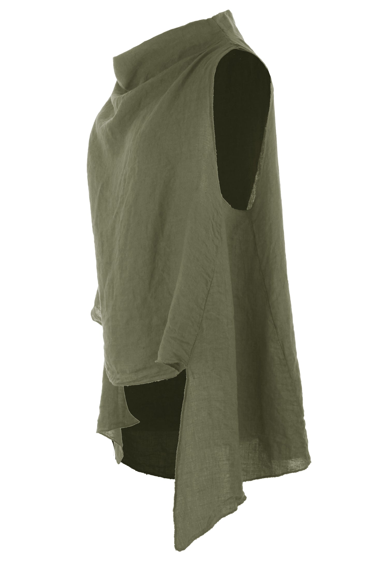 Sleeveless Cowl Neck Linen Top