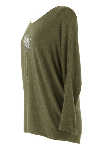Sequin Heart Soft Knit Jumper