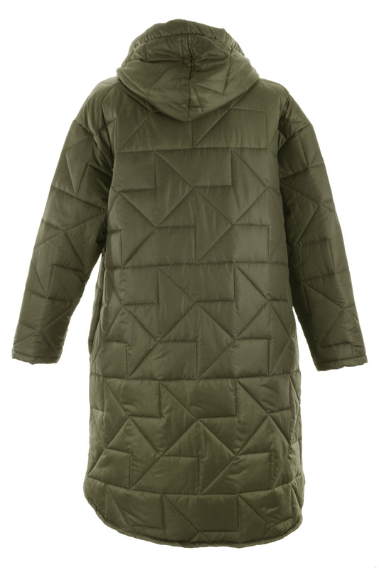Leopard Print Tie Hooded Quilted Coat