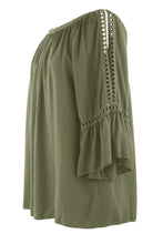 Load image into Gallery viewer, Crochet Trim Cut-out Shoulder Top
