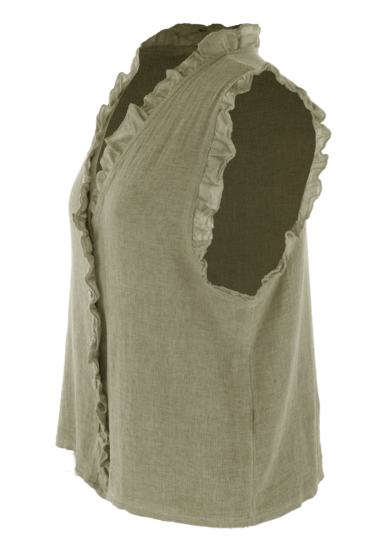 Sleeveless Frill Trim Teabag Top