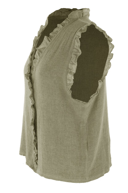 Sleeveless Frill Trim Teabag Top