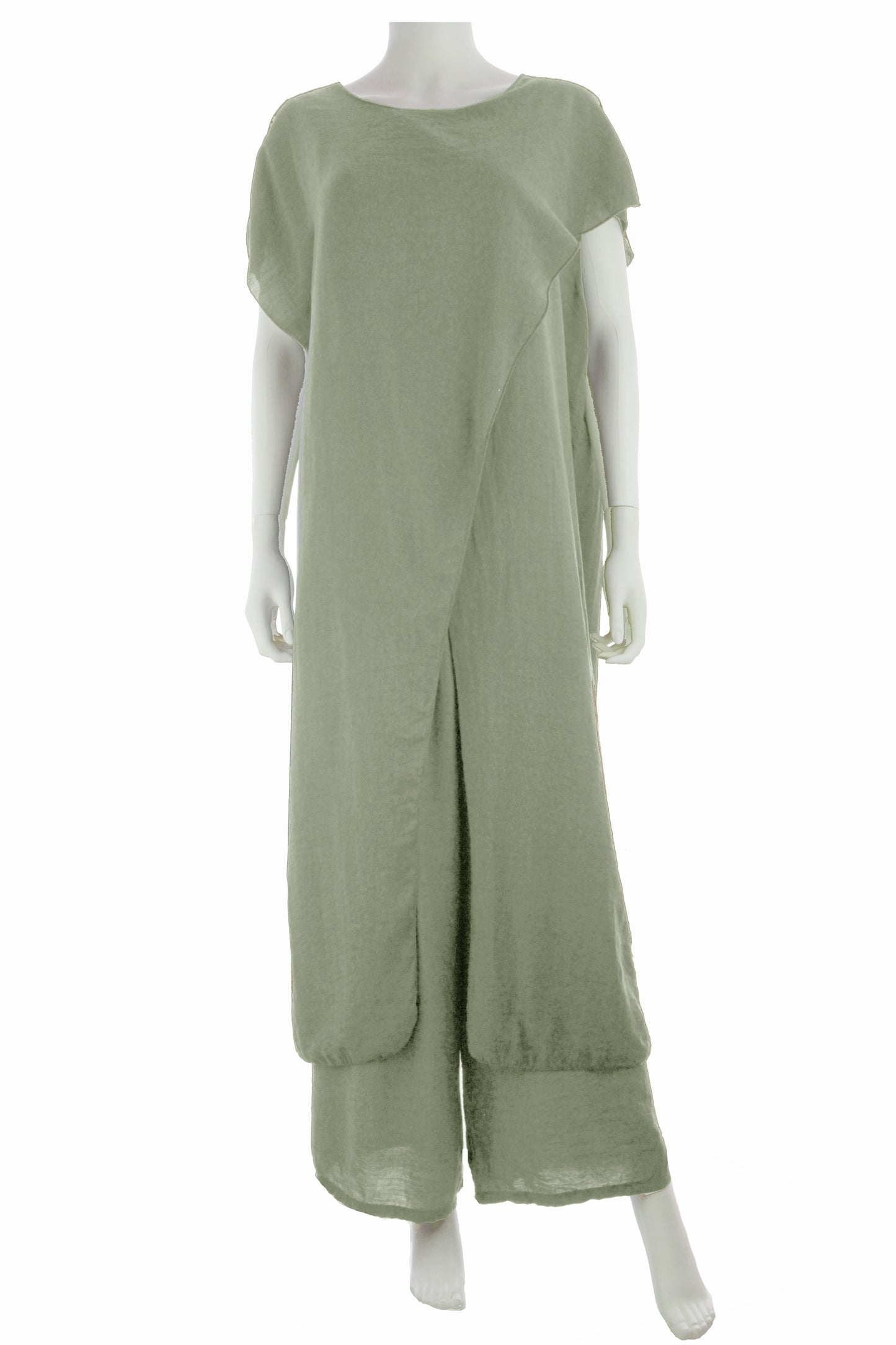 Crossover Tunic Top Wide Leg Trouser Set