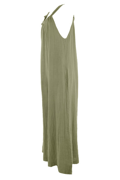Side Tie Linen Jumpsuit
