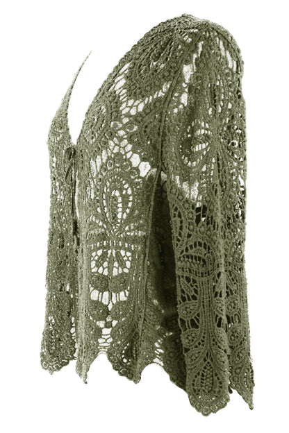 Tie Front Crochet Cardigan