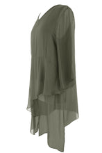 Load image into Gallery viewer, V Neck Asymmetric Silk Top
