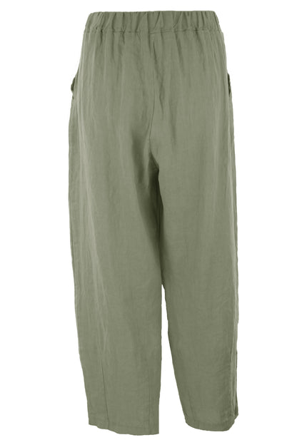Pintuck Tapered Leg Linen Trouser