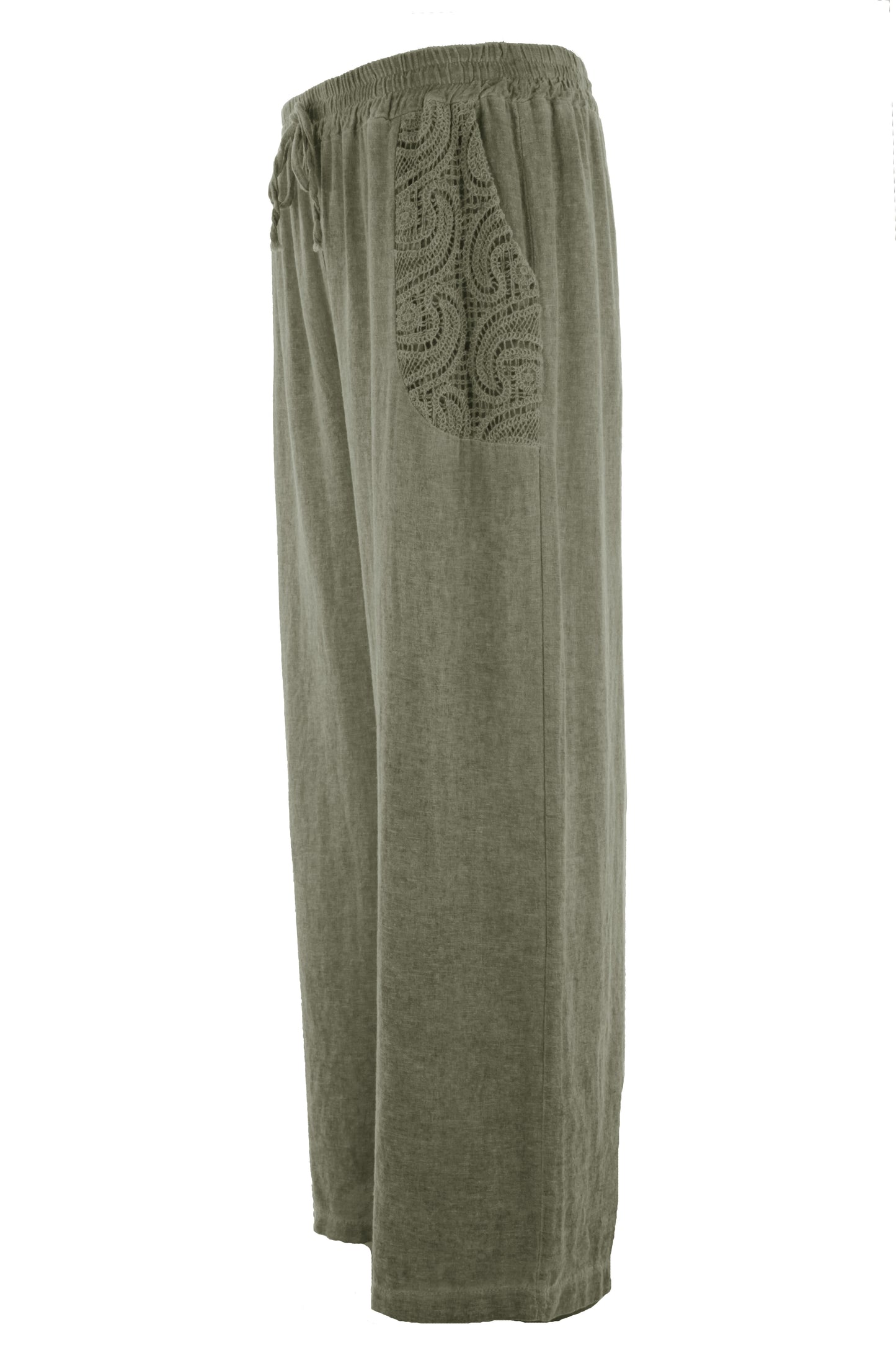 2 Crochet Pocket Linen Trouser