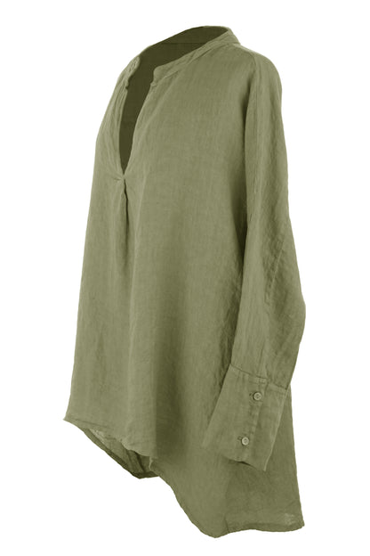 Collar V Neck Linen Top