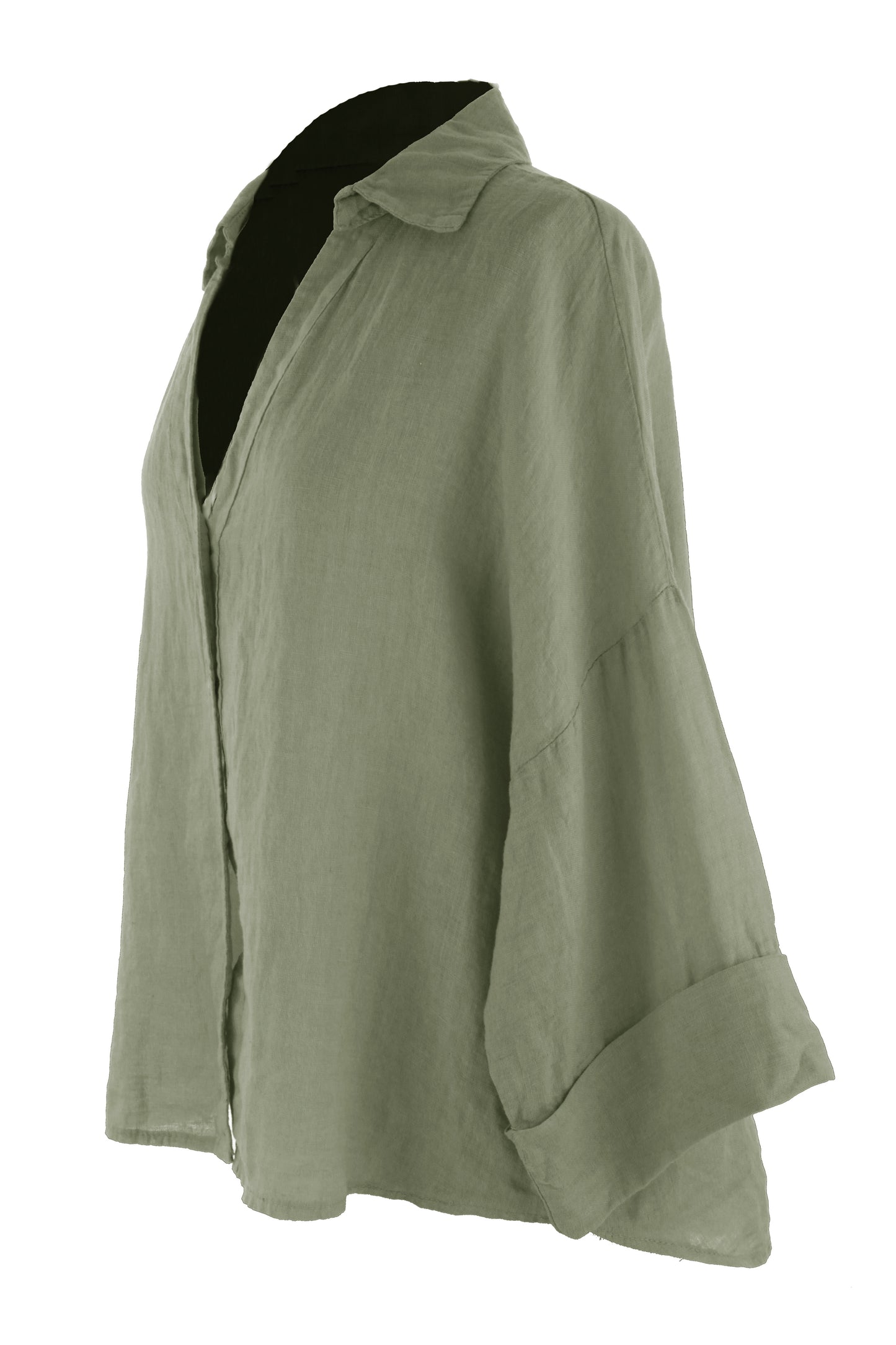 Collar V Neck Linen Shirt
