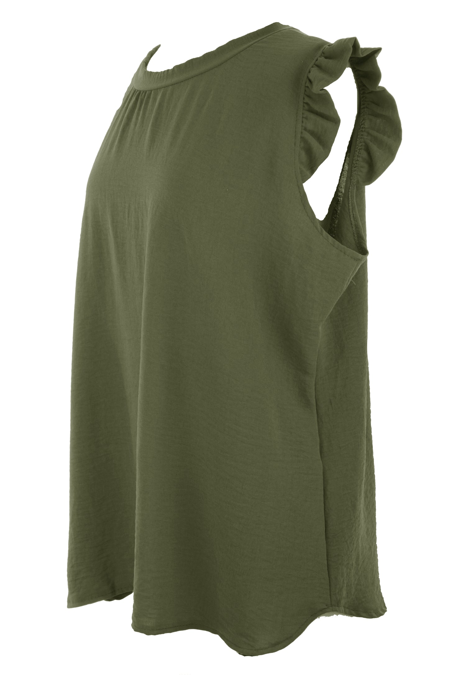 Sleeveless Frill Trim Necklace Top