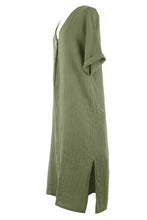 Load image into Gallery viewer, One Button Detail Linen Dress
