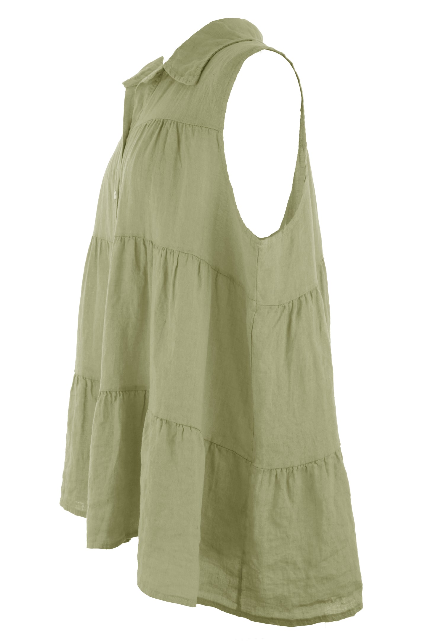 Sleeveless Tiered Linen Top