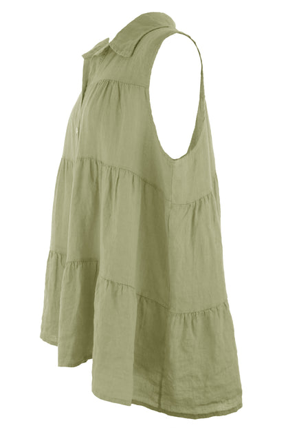 Sleeveless Tiered Linen Top