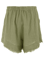 Load image into Gallery viewer, Frayed Trim Linen Shorts
