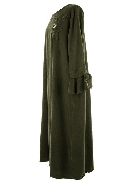 Flower Applique Corduroy Maxi