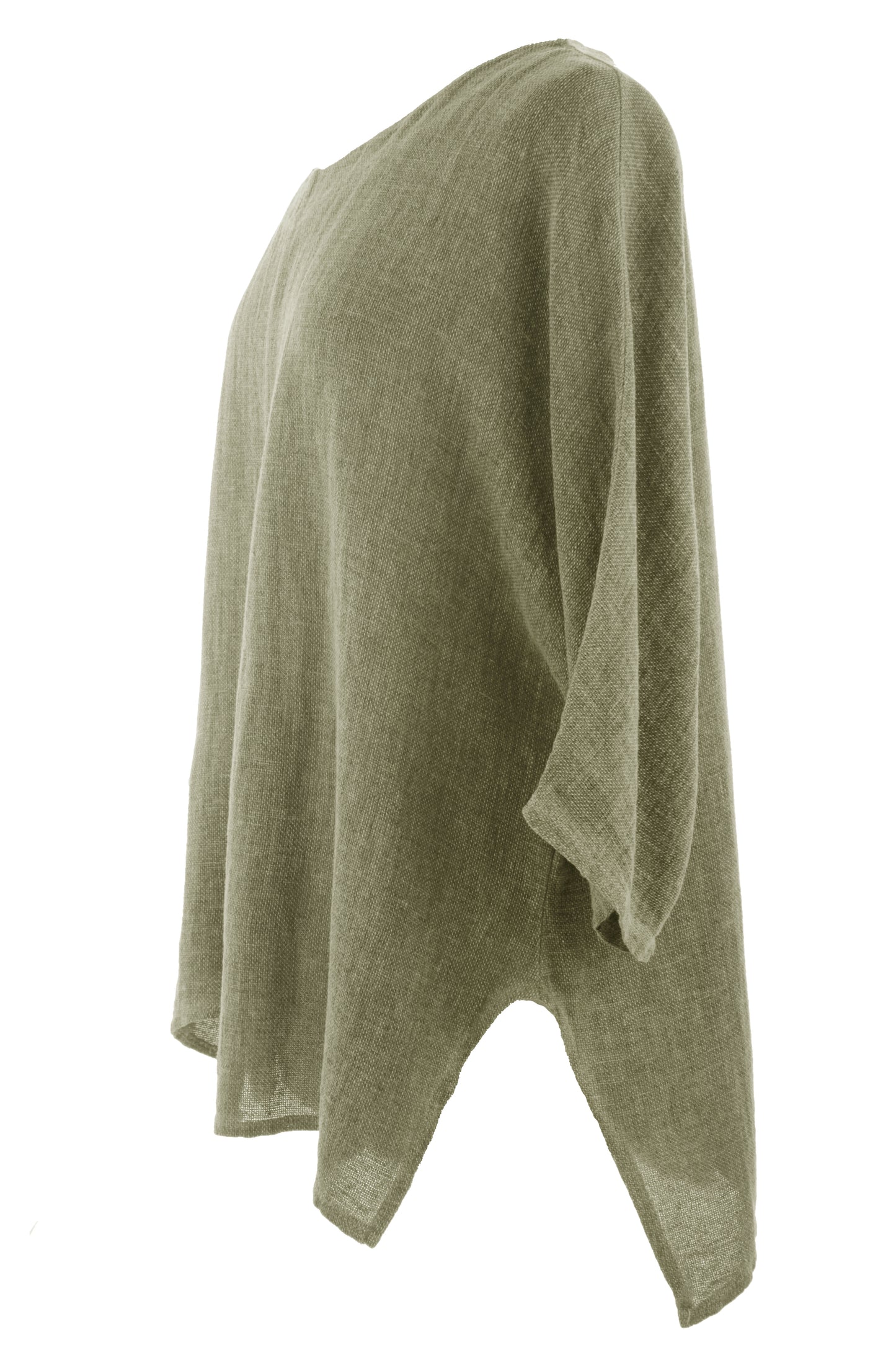 V Cutout Hem Linen Teabag Top