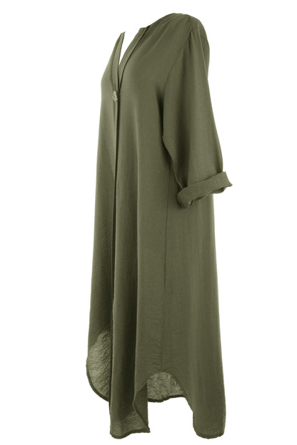 One Button Detail Midi Dress