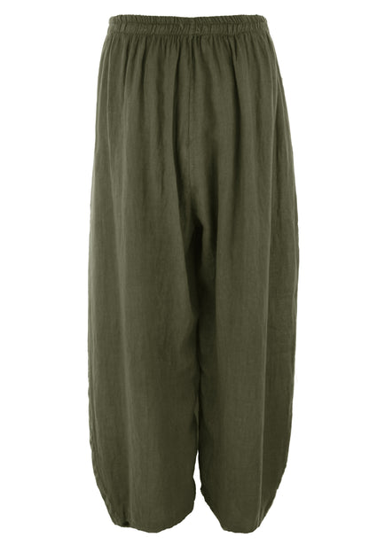 2 Slit Pocket Barrel Leg Linen Trouser