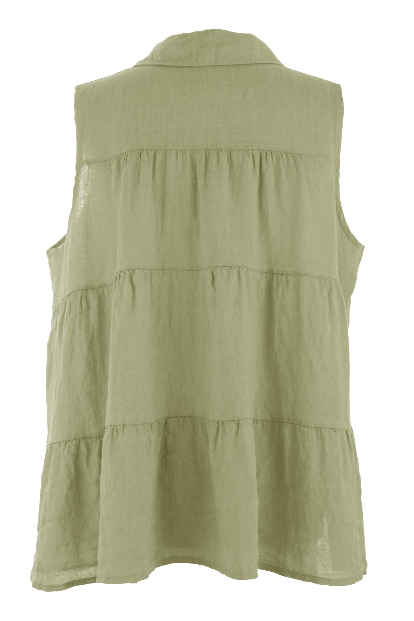 Sleeveless Tiered Linen Top