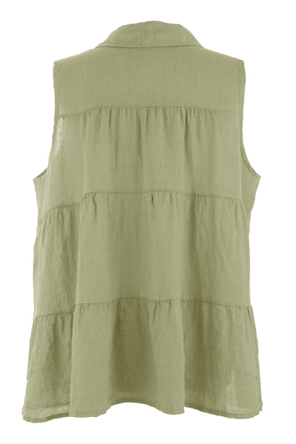 Sleeveless Tiered Linen Top
