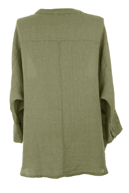Collar V Neck Linen Top